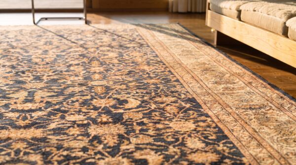 Antique malayer large wool blue hand knotted pile rug 6 Antique malayer large wool blue hand knotted pile rug (sku 21080) - in-room detail
