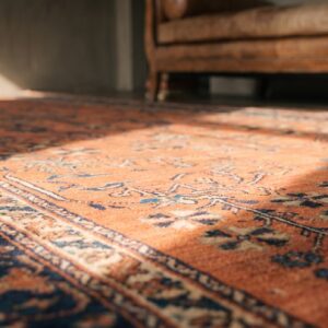 Antique Malayer Large Room Size Wool Coral Rug (SKU 19964) - in-room detail