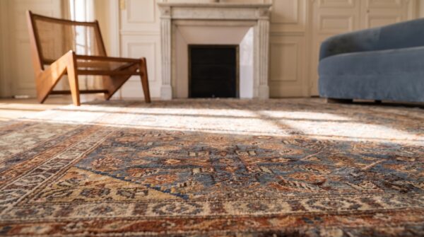 Antique malayer persian allover floral hand knotted pile rug 11 Antique malayer persian allover floral hand knotted pile rug (sku 22494) - in-room detail