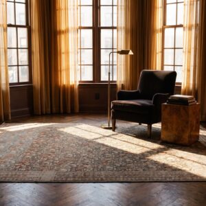 Antique Malayer Persian Geometric Knotted Rug (SKU 23697) - room view
