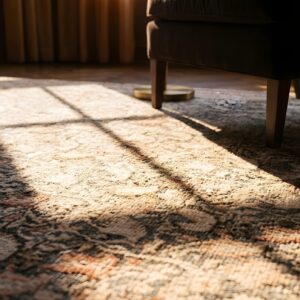 Antique Malayer Persian Geometric Knotted Rug (SKU 23697) - in-room detail