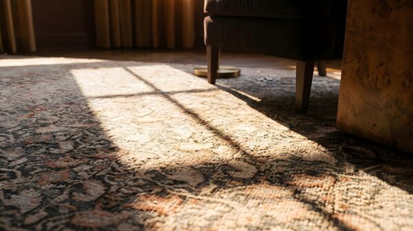 Antique malayer persian geometric knotted rug 6 Antique malayer persian geometric knotted rug (sku 23697) - in-room detail