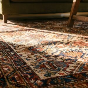 Antique Malayer Persian Geometric Ivory 1890s Rug (SKU 23814) - in-room detail