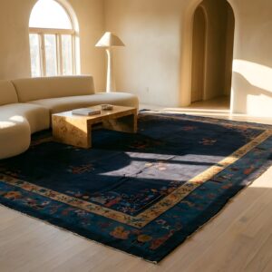 Antique Wool - Manchester Blue Hand Knotted Pile Rug (SKU 24931) - room view