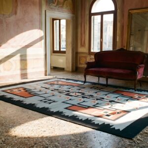 Antique Mexico Geometric Flat Weave Rug (SKU 25320) - room view