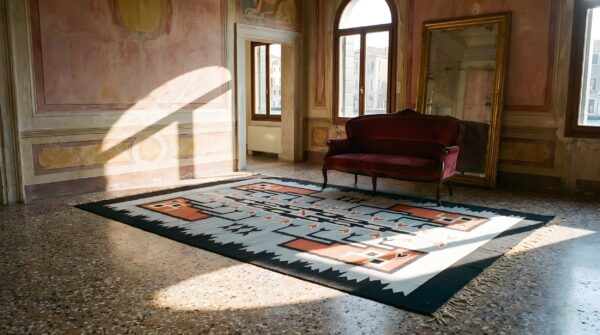 Antique mexico geometric flat weave rug 8 Antique mexico geometric flat weave rug (sku 25320) - room view