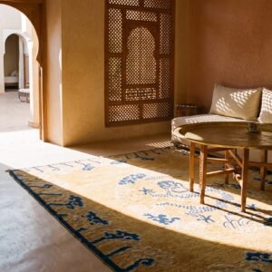 Mid 18th Century Antique Chinese Dragon Ningxia Square Rug (SKU 23371) - room view