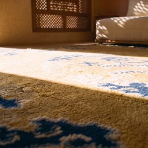 Mid 18th Century Antique Chinese Dragon Ningxia Square Rug (SKU 23371) - in-room detail