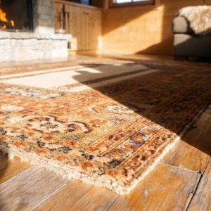 Mid 18th Century Antique Turkish Ghiordes Classic Mehrab Muslim Prayer Design Rug (SKU 24516) - in-room detail