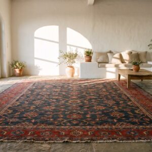 Mid 19th Century Blue Tribal Geometric Antique Northwest Persian Gallery Size Carpet (SKU 22404) - room view