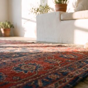 Mid 19th Century Blue Tribal Geometric Antique Northwest Persian Gallery Size Carpet (SKU 22404) - in-room detail