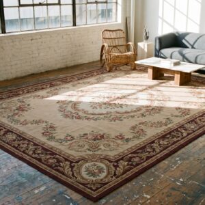 Antique Mid 19th Century Floral Napoleon III Design Flat Woven French Aubusson Carpet (SKU 18669) - room view