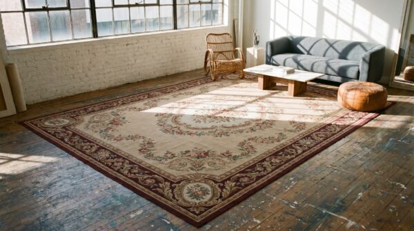 Antique mid 19th century floral napoleon iii design flat woven french aubusson carpet 12 Antique mid 19th century floral napoleon iii design flat woven french aubusson carpet (sku 18669) - room view