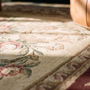 Antique Mid 19th Century Floral Napoleon III Design Flat Woven French Aubusson Carpet (SKU 18669) - in-room detail