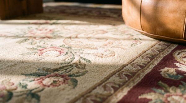 Antique mid 19th century floral napoleon iii design flat woven french aubusson carpet 13 Antique mid 19th century floral napoleon iii design flat woven french aubusson carpet (sku 18669) - in-room detail