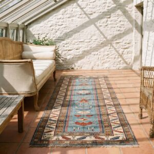 Antique Mid 19th Century Light Blue Caucasian Shirvan Hallway Runner Rug (SKU 19427) - room view