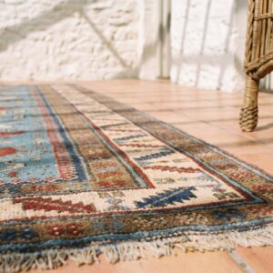Antique Mid 19th Century Light Blue Caucasian Shirvan Hallway Runner Rug (SKU 19427) - in-room detail