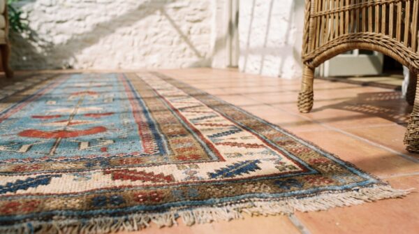 Antique mid 19th century light blue caucasian shirvan hallway runner rug 6 Antique mid 19th century light blue caucasian shirvan hallway runner rug (sku 19427) - in-room detail