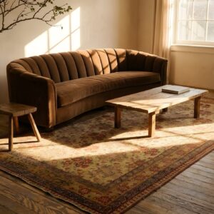 Mid 19th Century Light Ivory Antique Floral Pattern Persian Afshar Rug (SKU 21660) - room view