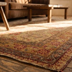 Mid 19th Century Light Ivory Antique Floral Pattern Persian Afshar Rug (SKU 21660) - in-room detail