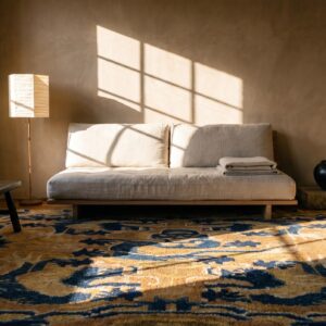 Mid 19th Century Small Square Antique Chinese Ningxia Dragon Rug (SKU 23336) - room view