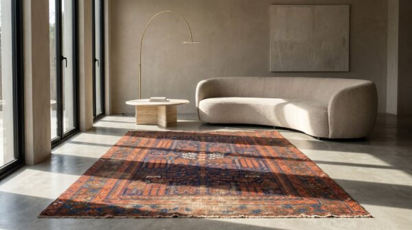 Mid 19th century antique tribal afghan baluch rug (sku 20323) - room view