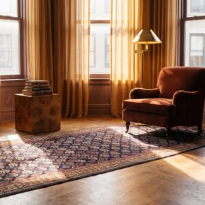 Mid 19th Century Tribal Long and Narrow Antique NW Persian Blue Kurdish Gallery Rug (SKU 21875) - room view