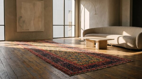 Antique mid 19th century yellow persian bidjar hallway runner rug (sku 22967) - room view