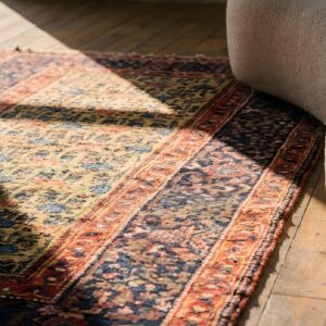 Antique Mid 19th Century Yellow Persian Bidjar Hallway Runner Rug (SKU 22967) - in-room detail