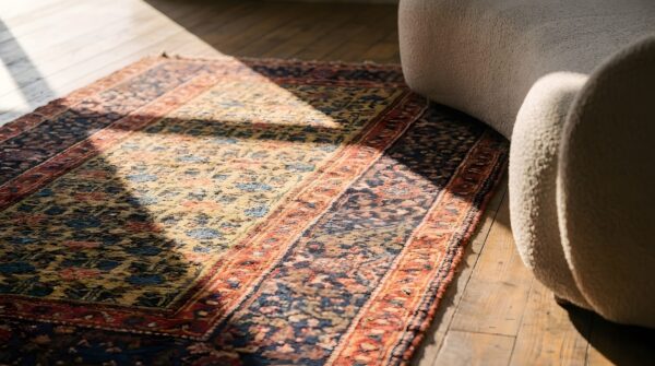 Antique mid 19th century yellow persian bidjar hallway runner rug (sku 22967) - in-room detail