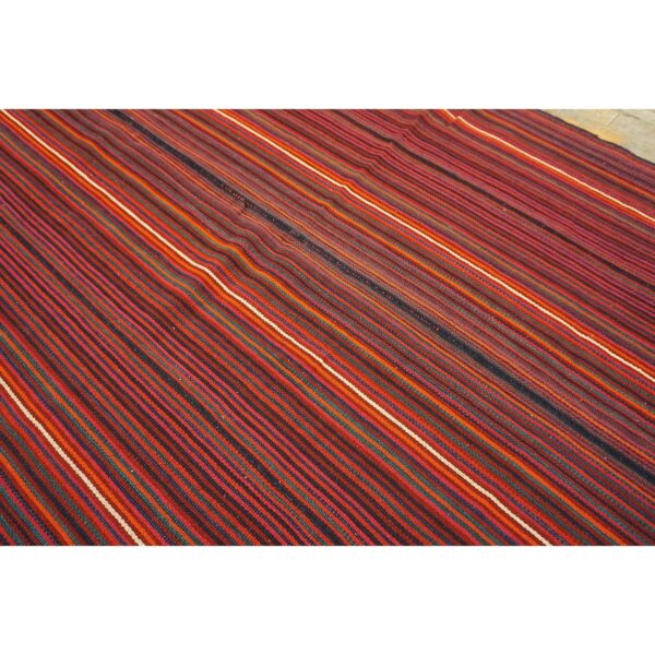 Mid-20th-century turkish decorative stripe modern handwoven kilim rug 4 Mid-20th-century turkish decorative stripe modern handwoven kilim rug - detail view 3