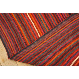 Mid-20th-century Turkish Decorative Stripe Modern Handwoven Kilim Rug - detail view 5