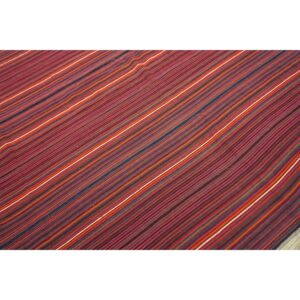 Mid-20th-century Turkish Decorative Stripe Modern Handwoven Kilim Rug - detail view 6