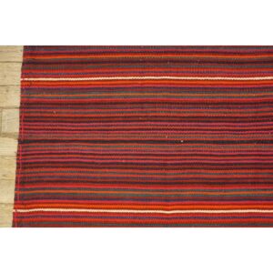 Mid-20th-century Turkish Decorative Stripe Modern Handwoven Kilim Rug - detail view 7