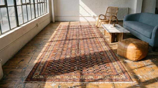 Antique mina khani pattern nw persian wool pile blue gallery rug 7 Antique mina khani pattern nw persian wool pile blue gallery rug (sku 19432) - room view