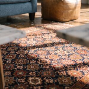 Antique Mina Khani Pattern NW Persian Wool Pile Blue Gallery Rug (SKU 19432) - in-room detail
