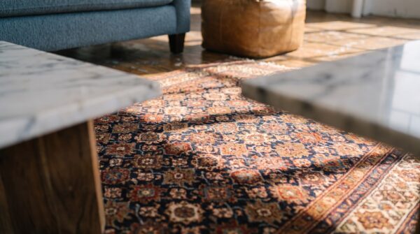 Antique mina khani pattern nw persian wool pile blue gallery rug 8 Antique mina khani pattern nw persian wool pile blue gallery rug (sku 19432) - in-room detail