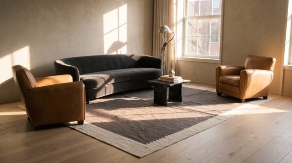 Minimalist antique native american navajo rio grande rug (sku 24485) - room view