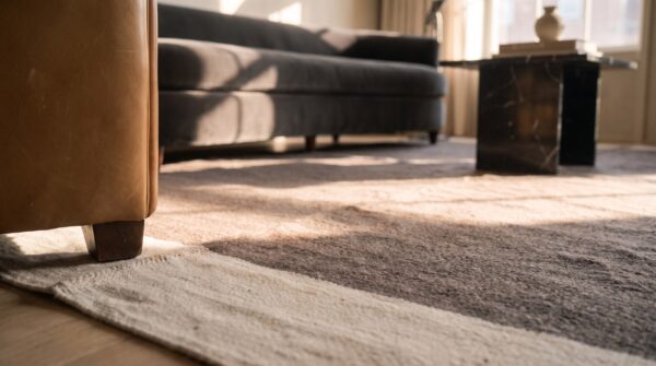 Minimalist antique native american navajo rio grande rug (sku 24485) - in-room detail