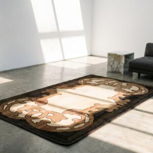 Minimalist Open Ivory Color Field Antique American Hooked Rug (SKU 17198) - room view