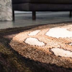 Minimalist Open Ivory Color Field Antique American Hooked Rug (SKU 17198) - in-room detail