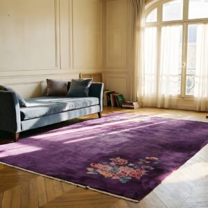 Minimalist Rich Purple Antique Art Deco Chinese Carpet (SKU 23919) - room view