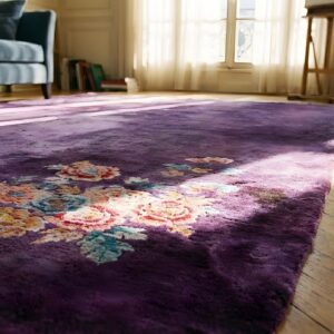 Minimalist Rich Purple Antique Art Deco Chinese Carpet (SKU 23919) - in-room detail