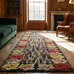 Modernist Abstract Design Antique American Folk Art Hooked Hallway Runner Rug (SKU 19473) - room view