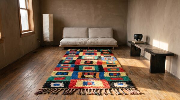 Antique moroccan - boucherouitte moroccan knotted rug (sku 22427) - room view