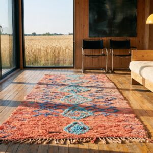 Antique Moroccan - Boucherouitte Wool Coral Rug (SKU 22431) - room view