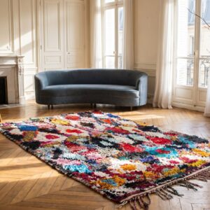 Antique Moroccan - Boucherouitte Hallway Runner Wool Multicolor Rug (SKU 22428) - room view