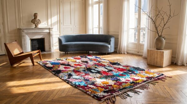 Antique moroccan - boucherouitte hallway runner wool multicolor rug 6 Antique moroccan - boucherouitte hallway runner wool multicolor rug (sku 22428) - room view