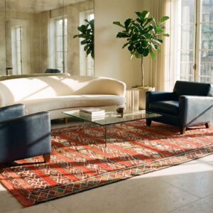 Antique Moroccan Coral Rabat Flat Weave Rug (SKU 25496) - room view