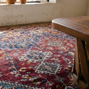 Antique Moroccan Coral Rabat Room Size Wool Rug (SKU 25600) - in-room detail